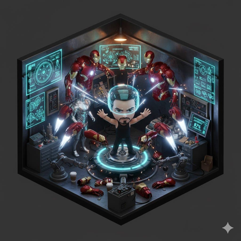 Isometric 3D Tony Stark Workshop Cube