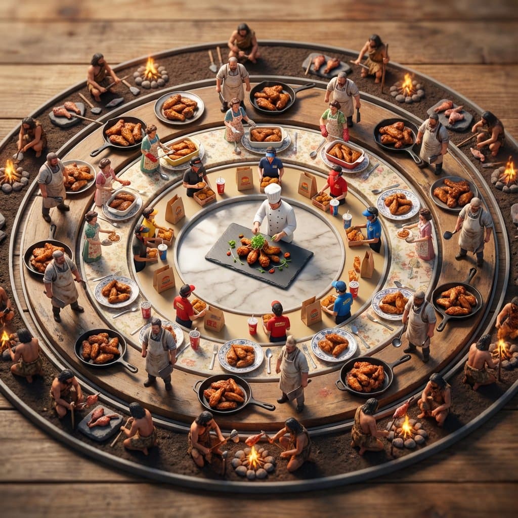 Food History Diorama in Mandala Format (Spicy Chicken Wings)