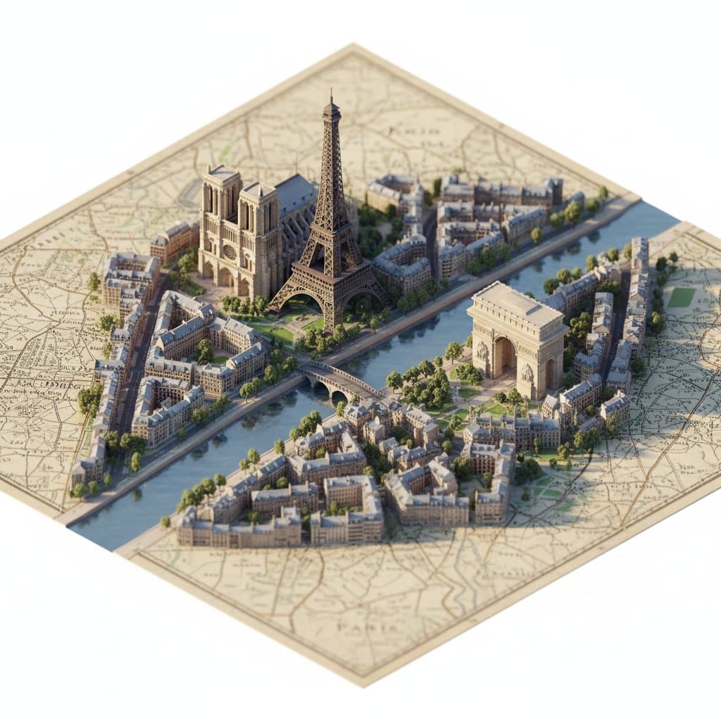 Photorealistic Diorama Isometric Map Prompt