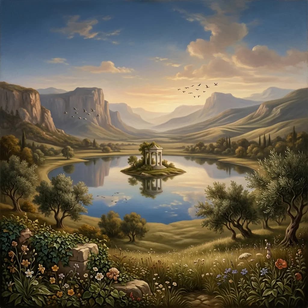 Surreal Nature in Renaissance Oil Painting Style