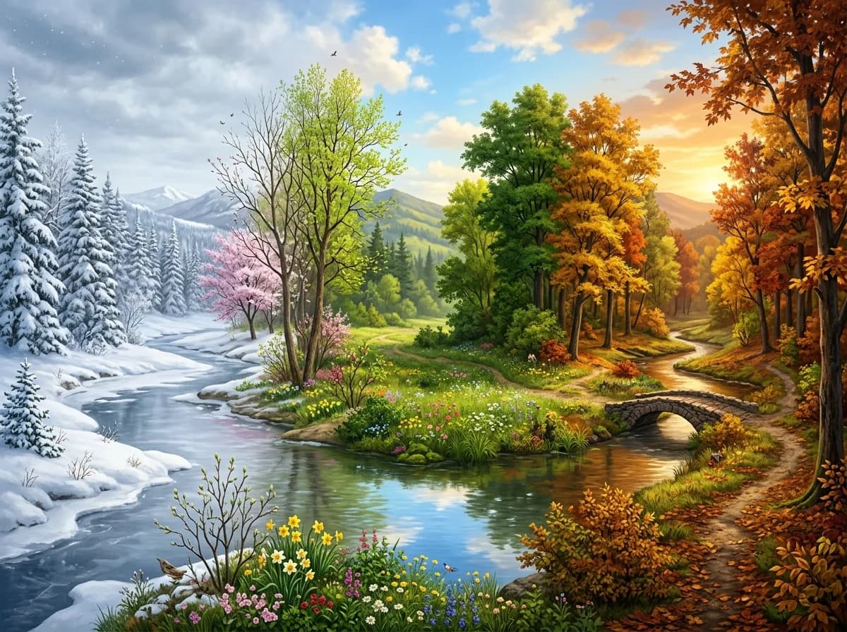 Seamless Four Seasons Panorama of Shanghai Bund