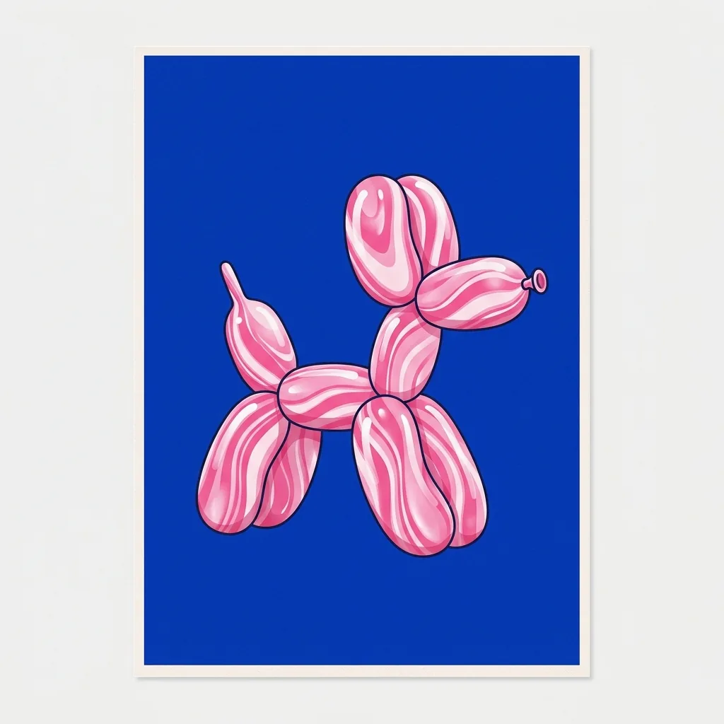 Retro Minimalist Balloon Dog Illustration