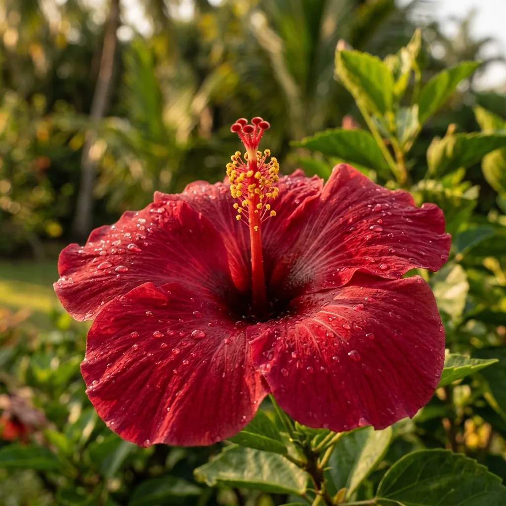 Ultra-Photorealistic Macro Shot of a Red Hibiscus