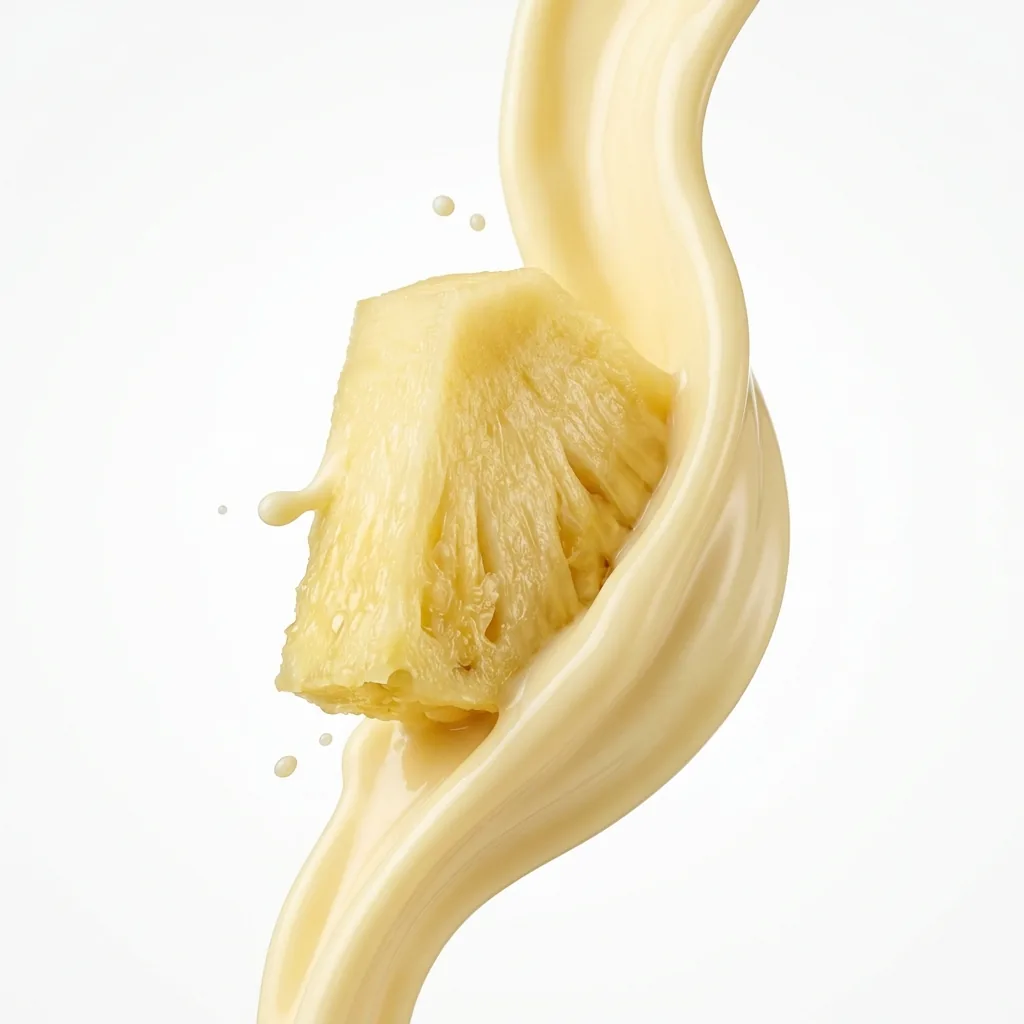 High-Speed Macro of Pineapple and Yogurt Flow
